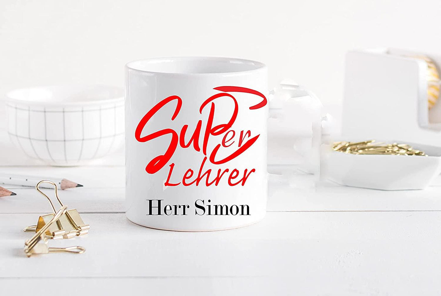 Abschied- Abschluss- Geburtstag- Geschenk Lehrer - personalisierte Kaffee-Tasse Becher mit Namen