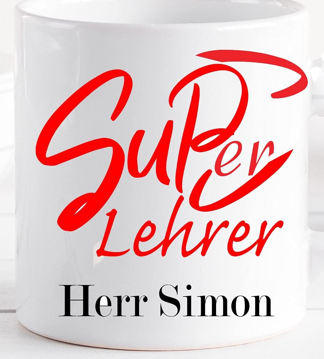Abschied- Abschluss- Geburtstag- Geschenk Lehrer - personalisierte Kaffee-Tasse Becher mit Namen
