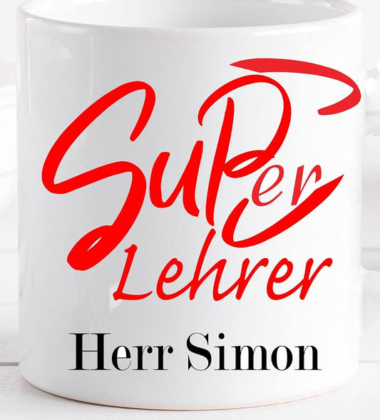 Abschied- Abschluss- Geburtstag- Geschenk Lehrer - personalisierte Kaffee-Tasse Becher mit Namen Zarto