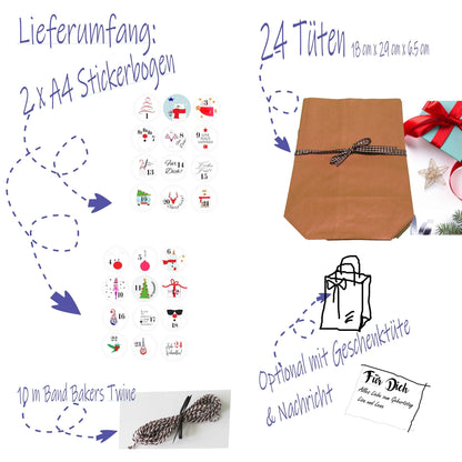 Adventskalendertüten zum Befüllen Adventskalender Tüten zarto