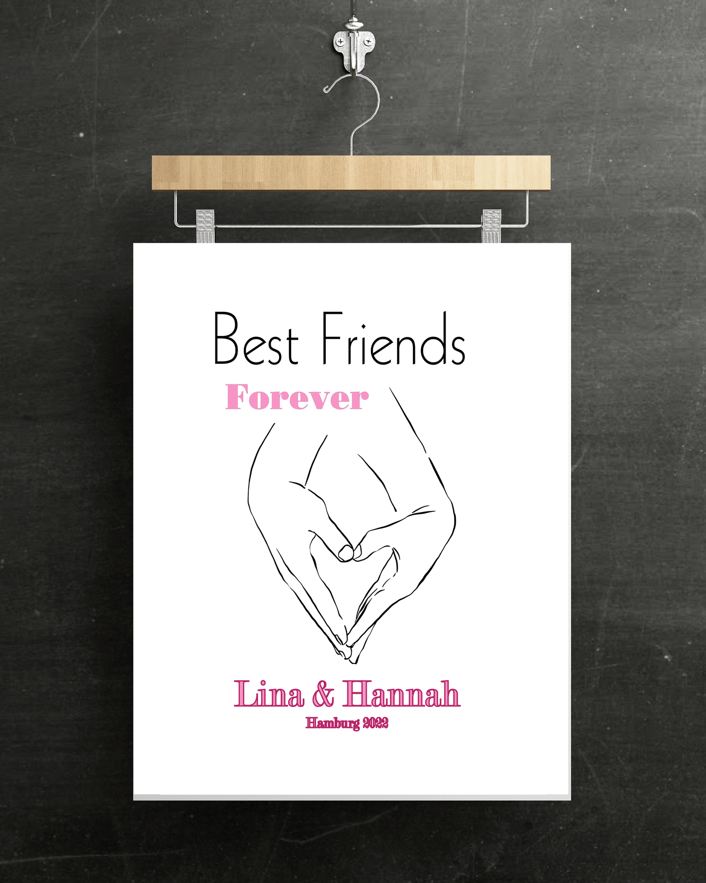 BFF Bild Hände - Geschenk für die beste Freundin - personalisiert mit Namen Zarto