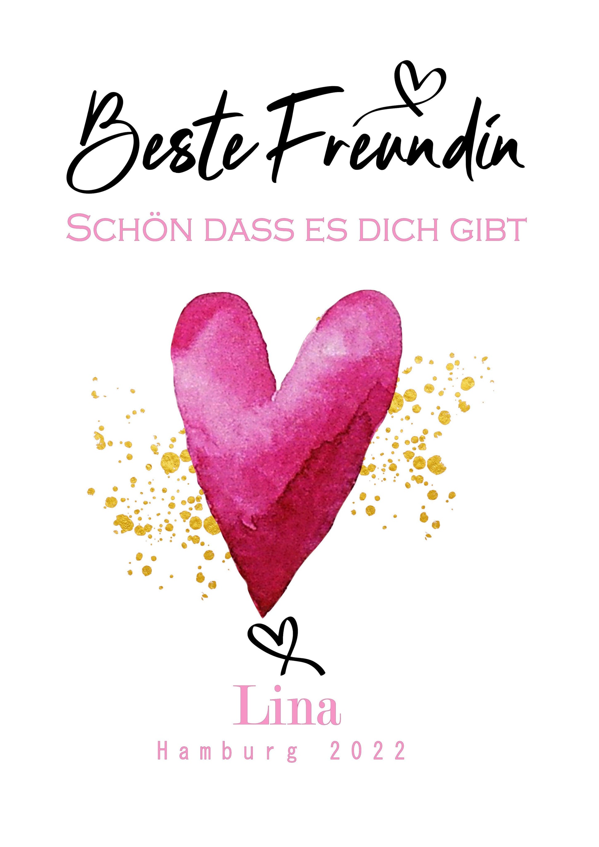 BFF Bild - Kunstdruck-Poster als Geschenk für die beste Freundin mit personalisierter Widmung - DIN A4 Zarto