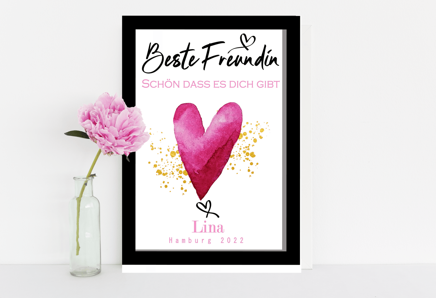 BFF Bild - Kunstdruck-Poster als Geschenk für die beste Freundin mit personalisierter Widmung - DIN A4 Zarto