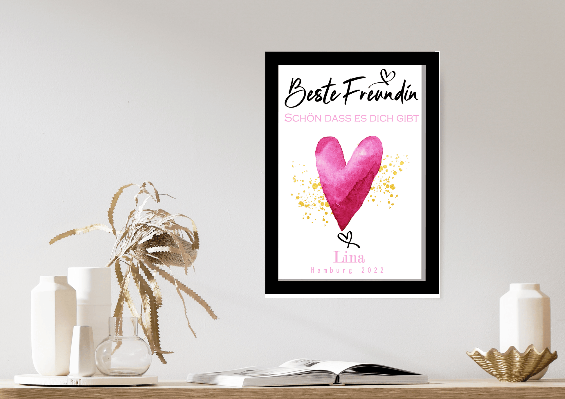 BFF Bild - Kunstdruck-Poster als Geschenk für die beste Freundin mit personalisierter Widmung - DIN A4 Zarto