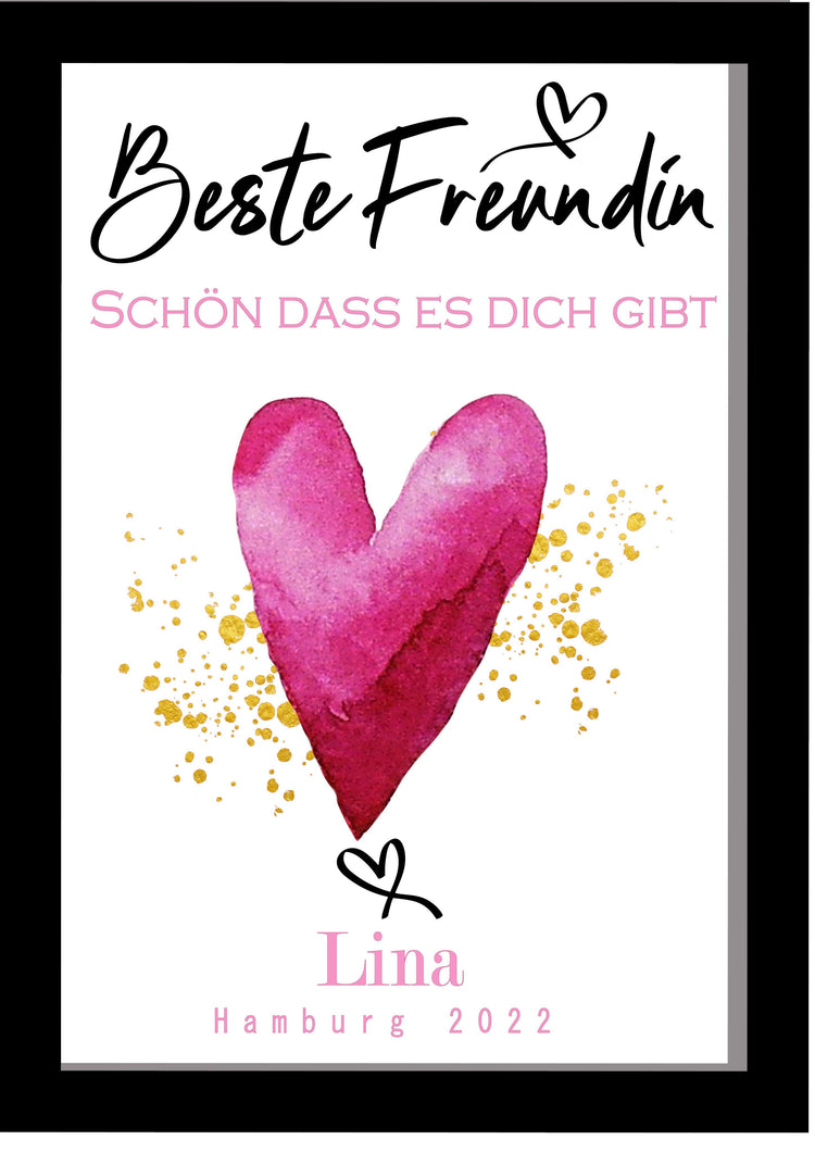 BFF Bild - Kunstdruck-Poster als Geschenk für die beste Freundin mit personalisierter Widmung - DIN A4 Zarto