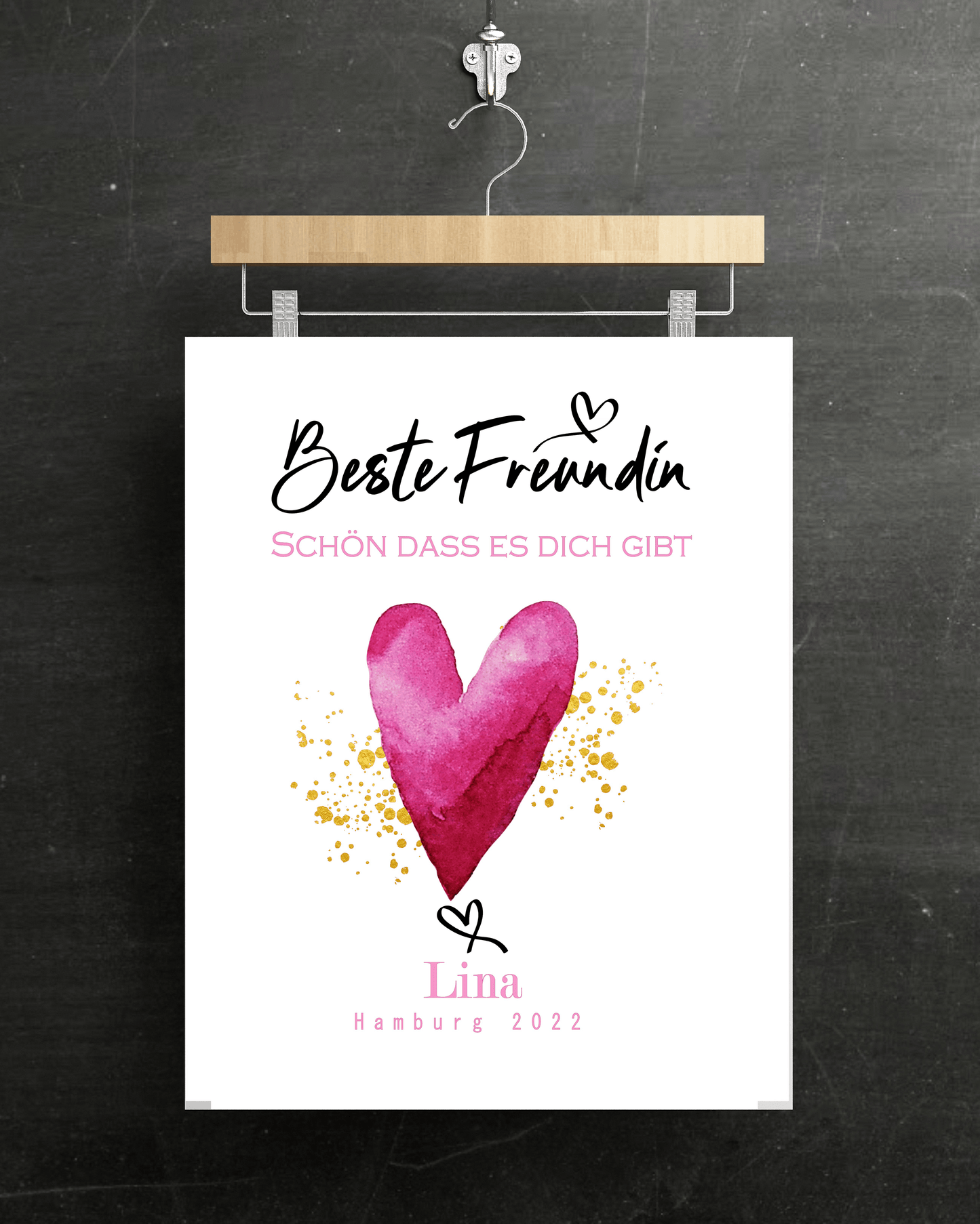 BFF Bild - Kunstdruck-Poster als Geschenk für die beste Freundin mit personalisierter Widmung - DIN A4 Zarto