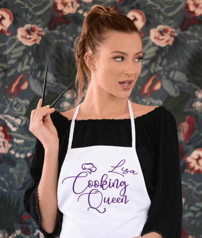 Schürze Kochschürze - Cooking Queen - Küchenschürze Damen Frauen weiß zarto