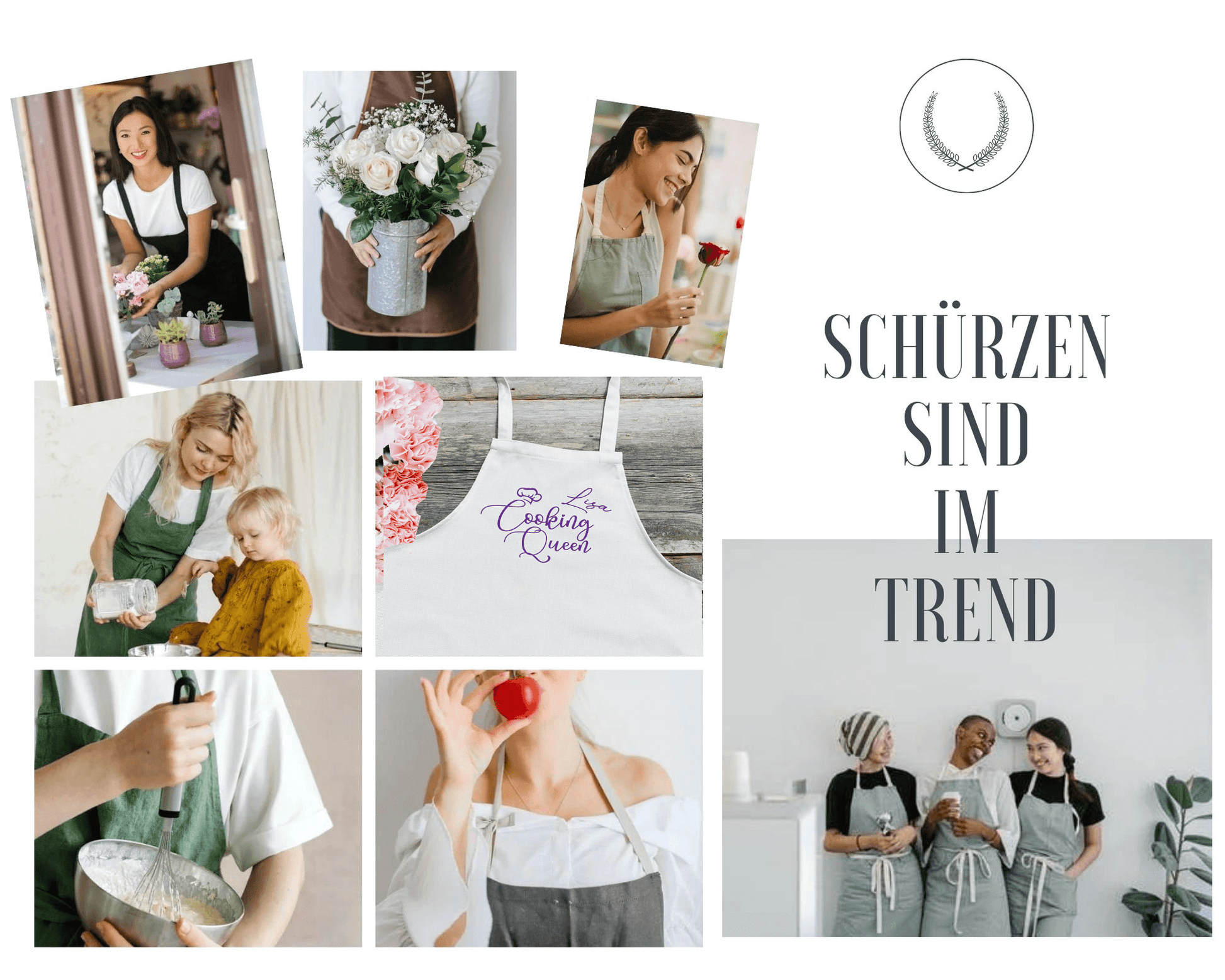 Schürze Kochschürze - Cooking Queen - Küchenschürze Damen Frauen weiß zarto