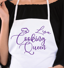 Lade das Bild in den Galerie-Viewer, Schürze Kochschürze - Cooking Queen - Küchenschürze Damen Frauen weiß zarto
