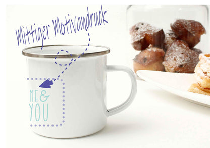 Emaille Becher mit Name / Emaille Tasse mit Spruch / Kaffeetasse mit Namen / Geschenk Freundin Freund Zarto