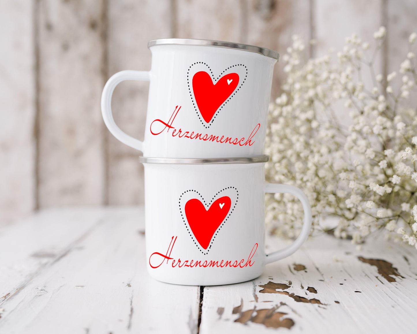 Emaille Tasse - Geschenk Lieblingsmensch - Geschenk Herzensmensch - Camping Tasse - Kaffeebecher Büro Zarto