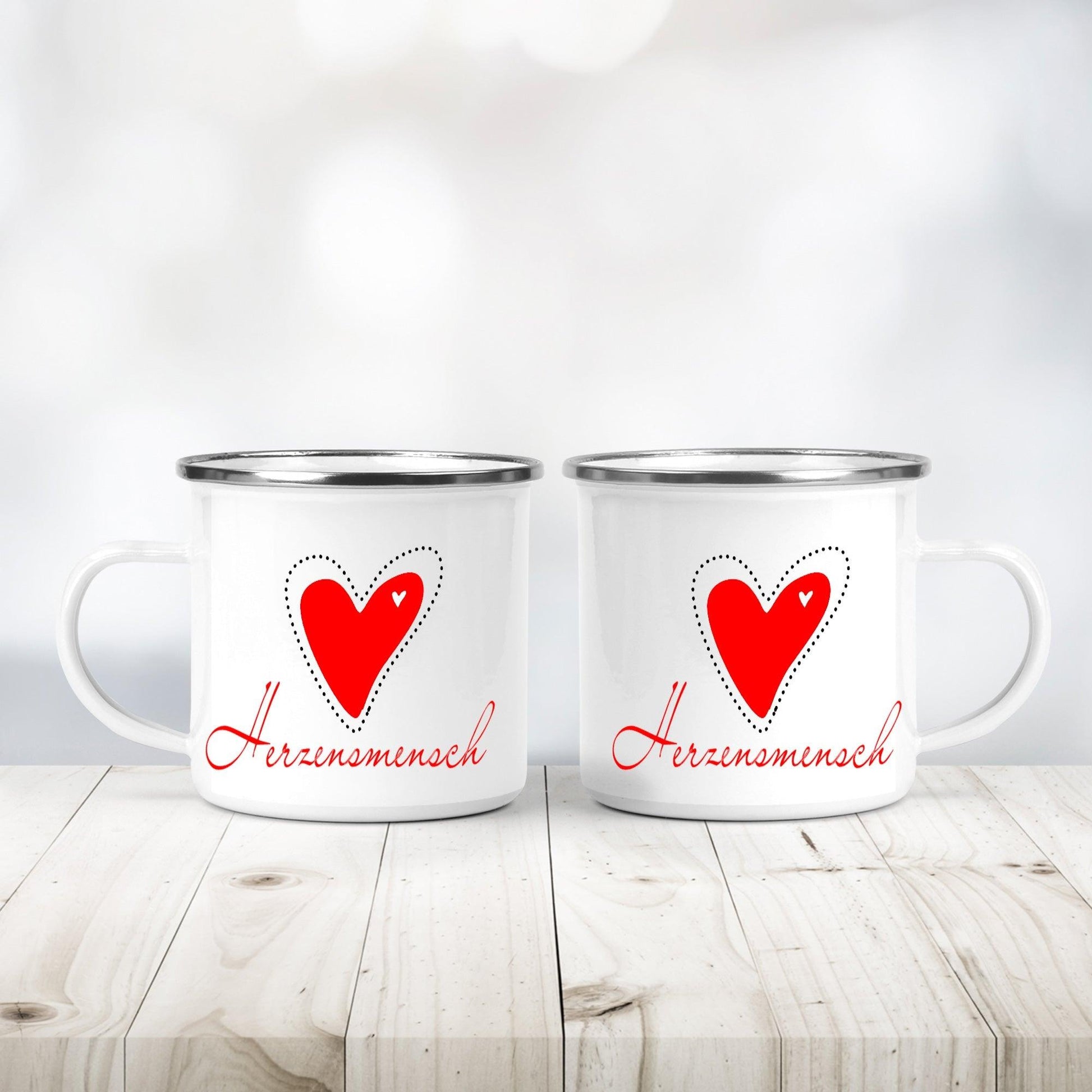 Emaille Tasse - Geschenk Lieblingsmensch - Geschenk Herzensmensch - Camping Tasse - Kaffeebecher Büro Zarto