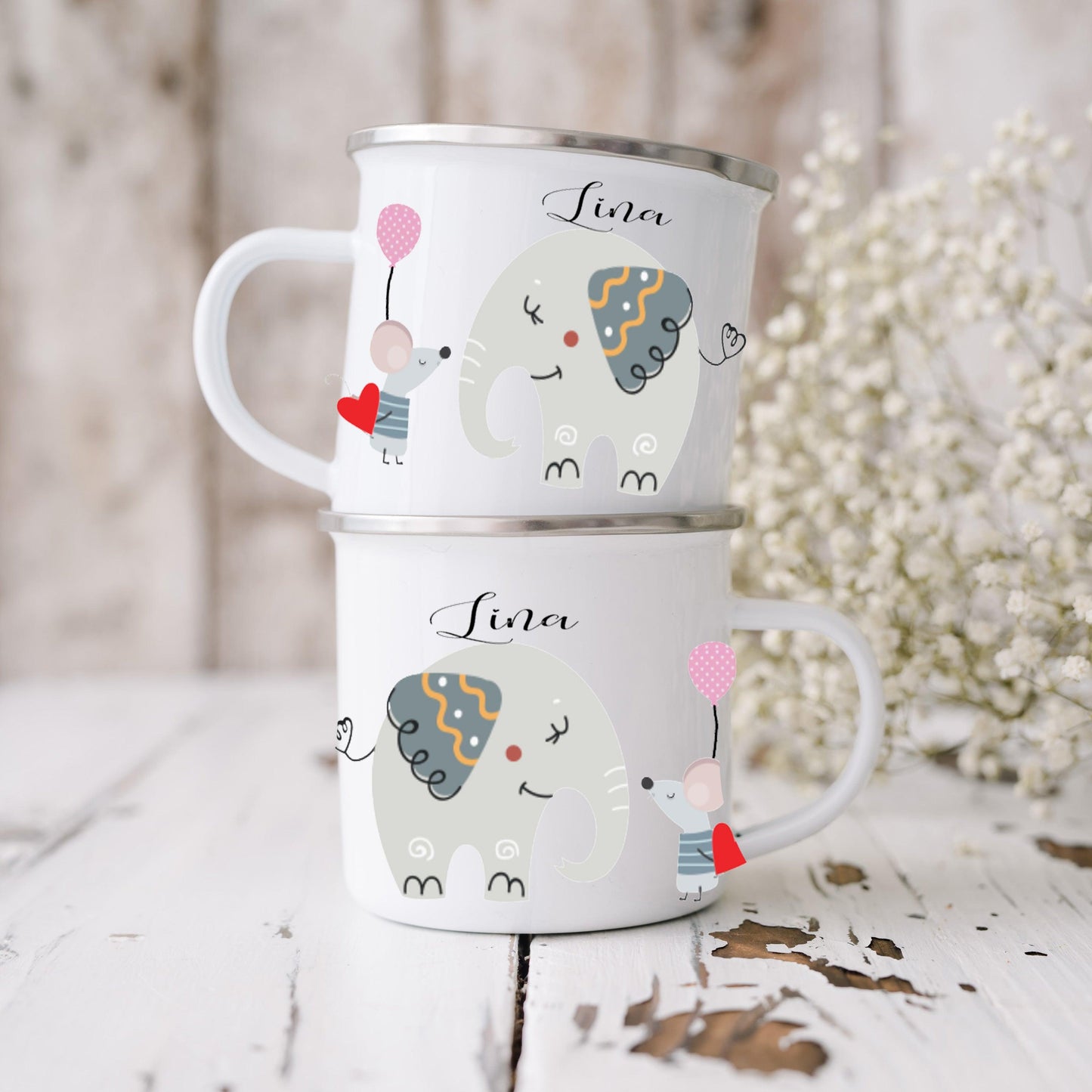 Kleine Geschenke Kinder - Emaille Tasse - Trinkbecher- Kindertasse mit Namen - Personalisierte Geschenke - Becher Kinder - Kinderbecher