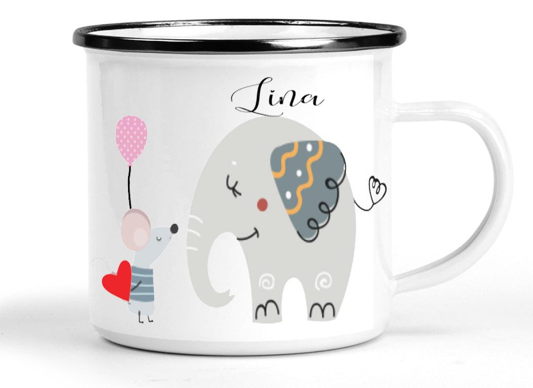 Kleine Geschenke Kinder - Emaille Tasse - Trinkbecher- Kindertasse mit Namen - Personalisierte Geschenke - Becher Kinder - Kinderbecher