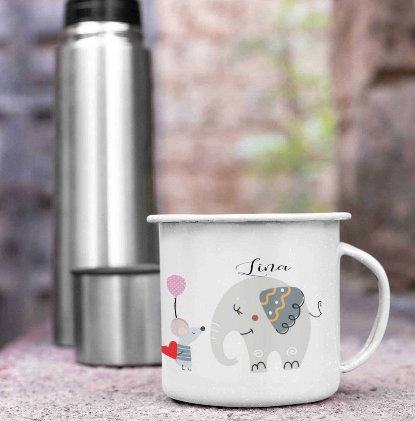 Kleine Geschenke Kinder - Emaille Tasse - Trinkbecher- Kindertasse mit Namen - Personalisierte Geschenke - Becher Kinder - Kinderbecher