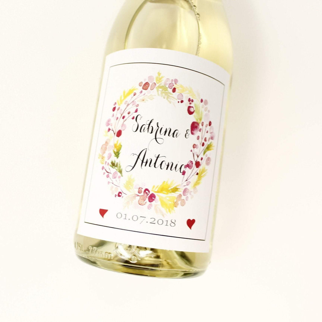 Flaschenetiketten Flaschenaufkleber Weinflasche - Personalisiertes Geschenk Geldgeschenk zur Hochzeit / Wunschnamen Brautpaar Zarto