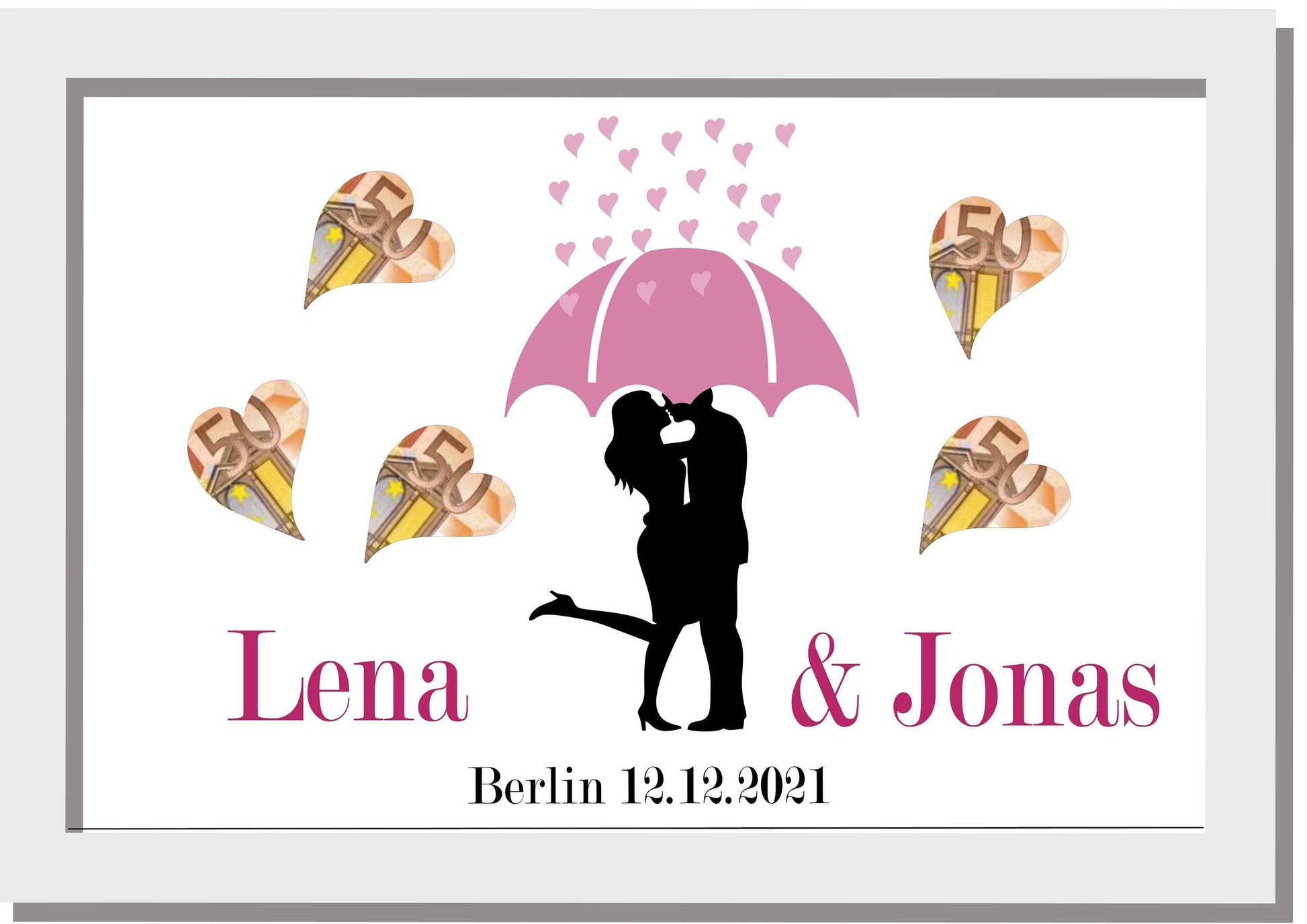 Geldgeschenk Hochzeit Bilderrahmen mit Namen / Personalisiertes Geschenk Hochzeit / Geschenk Brautpaar Zarto