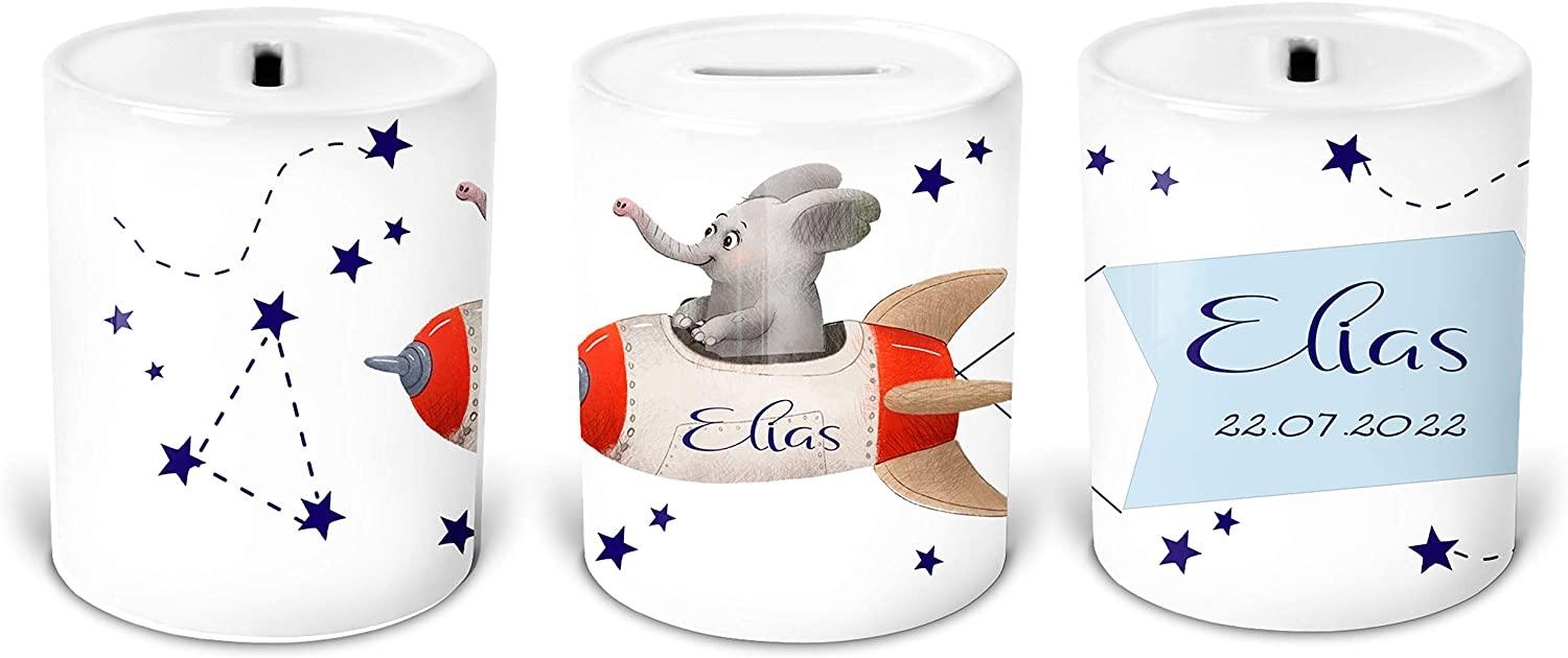 Geschenk Geburt - Baby-Spardose mit Elefant Tier-Motiv Zarto