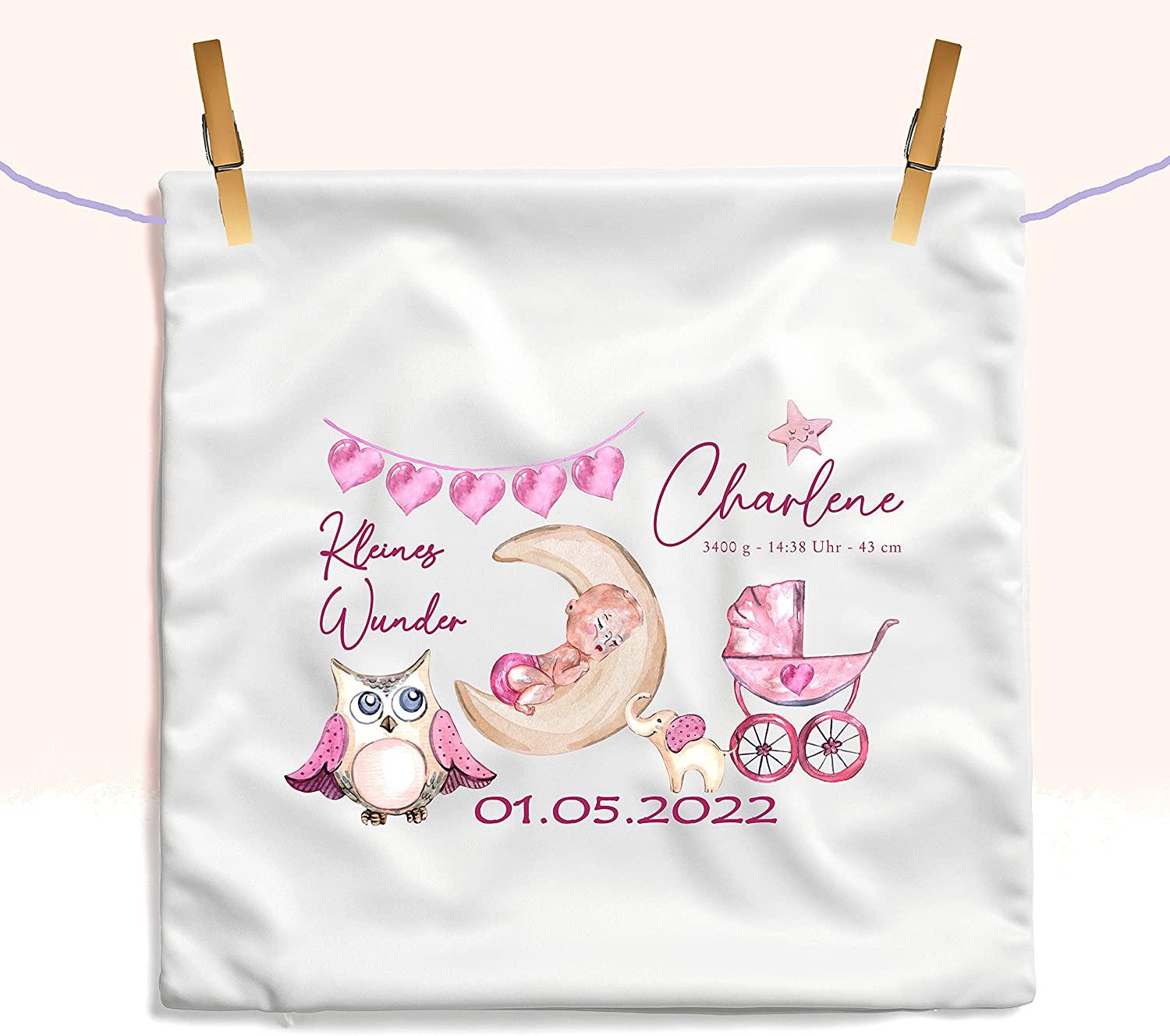 Geschenk Geburt individualisiert für Mädchen - Babygeschenk mit Geburtsdaten personalisiert als Geschenkidee zur Geburt Zarto