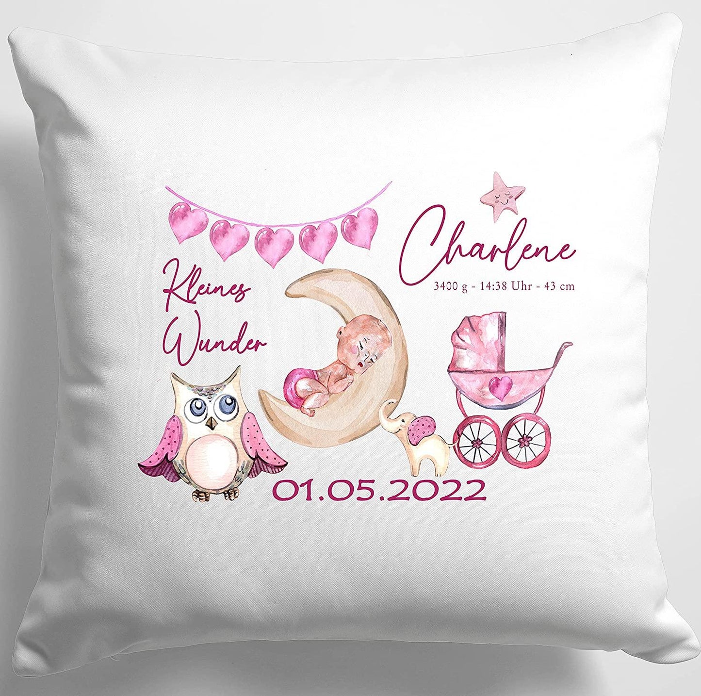 Geschenk Geburt individualisiert für Mädchen - Babygeschenk mit Geburtsdaten personalisiert als Geschenkidee zur Geburt Zarto