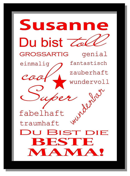 Geschenk-Idee Mutter - Personalisiertes Bild mit Rahmen - Beste Mama Zarto