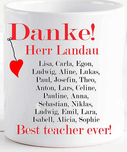 Geschenk Tasse Lehrer Lehrerin Erzieherin mit Wunschtexten - Abschied- Abschluss- Geburtstag- Geschenk Lehrer