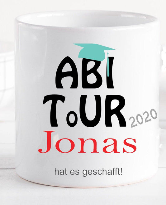 Geschenk Tasse zum Abitur - Geschenke für Abitur - Geschenk Idee bestandenes Abi 20224- Tasse mit Namen personalisiert