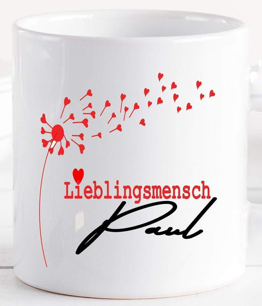 Geschenk für Frauen - Tasse Lieblingsmensch mit Namen Herz - Bürotasse - Kaffeetasse personalisiert