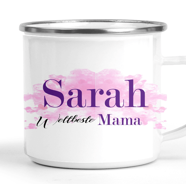 Personalisierte Geschenk-idee Mutter - Emaille-Tasse Kaffeetasse BESTE MAMA aus Metall Zarto