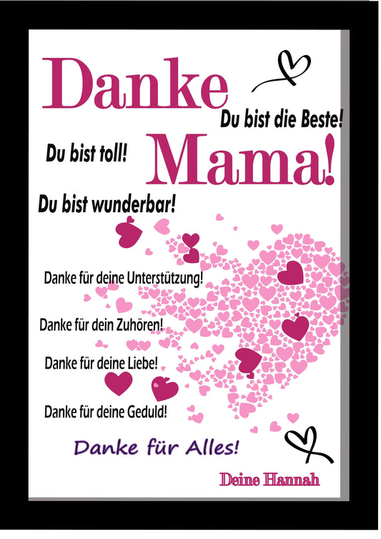 Geschenk beste Mama Mutter zu Weihnachten / personalisiert mit Wunschnamen / digital oder mit Rahmen zarto