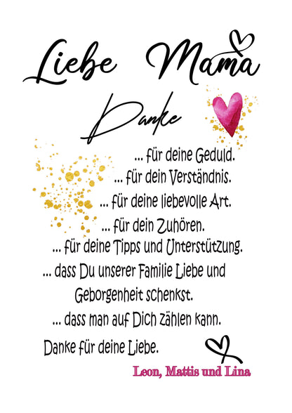 Geschenk beste Mama und Oma zu Weihnachten / mit Wunschnamen / digital oder mit Rahmen zarto