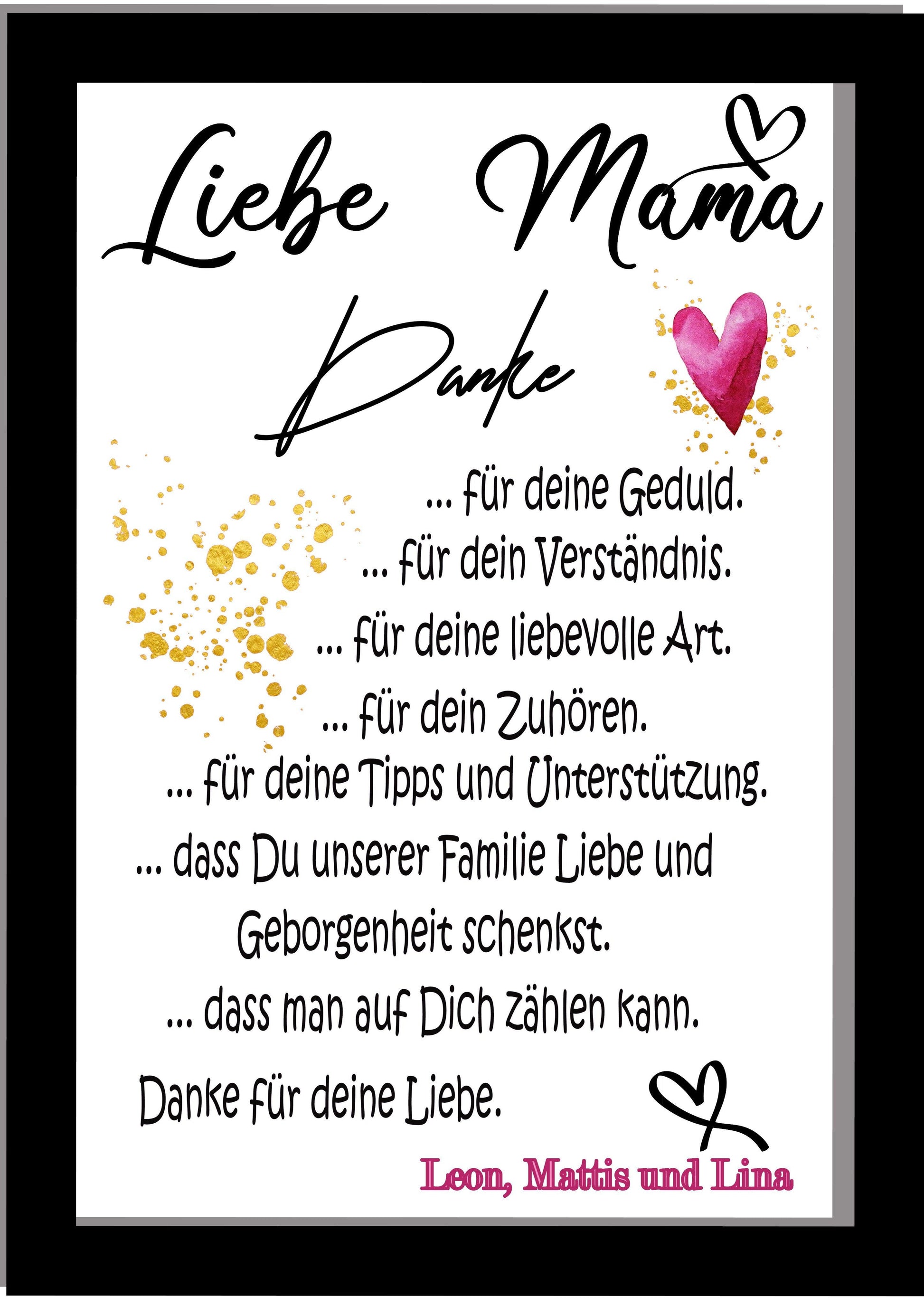 Geschenk beste Mama und Oma zu Weihnachten / mit Wunschnamen / digital oder mit Rahmen zarto