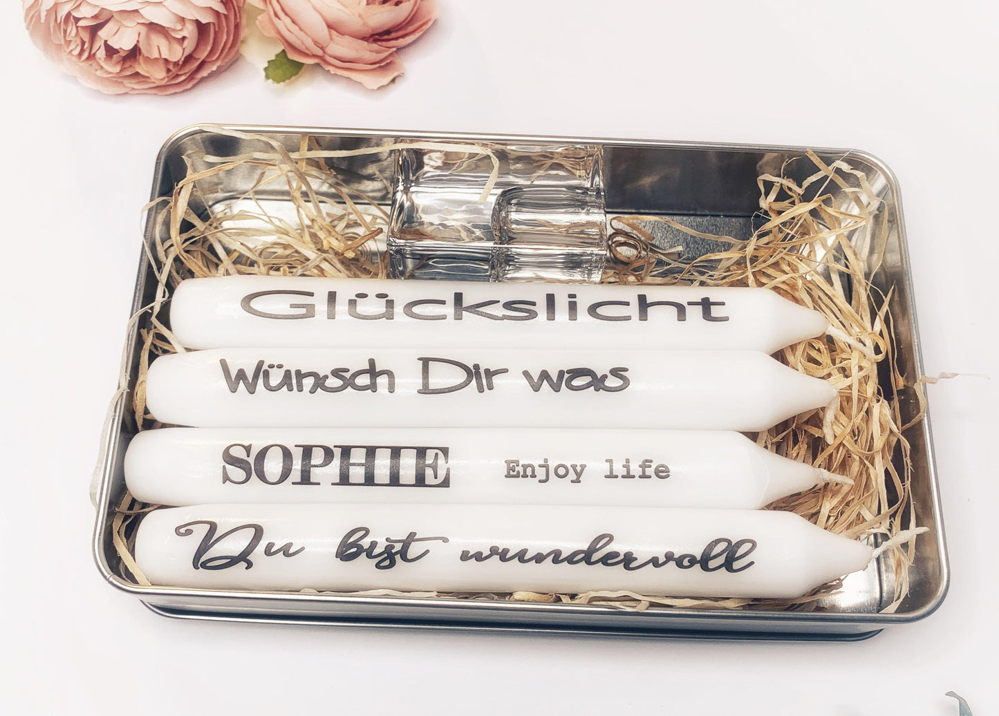 Geschenke für Frauen zum Geburtstag - Geschenkbox mit personalisierter Kerze