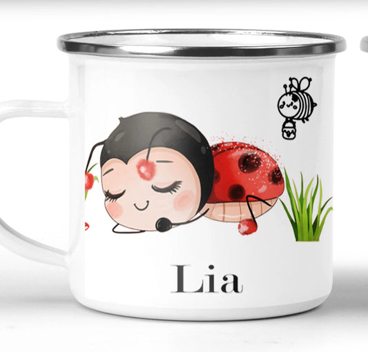 Geschenke für Mädchen Kindergeburtstag - Emaille Tasse Kinder personalisiert - Kindertasse