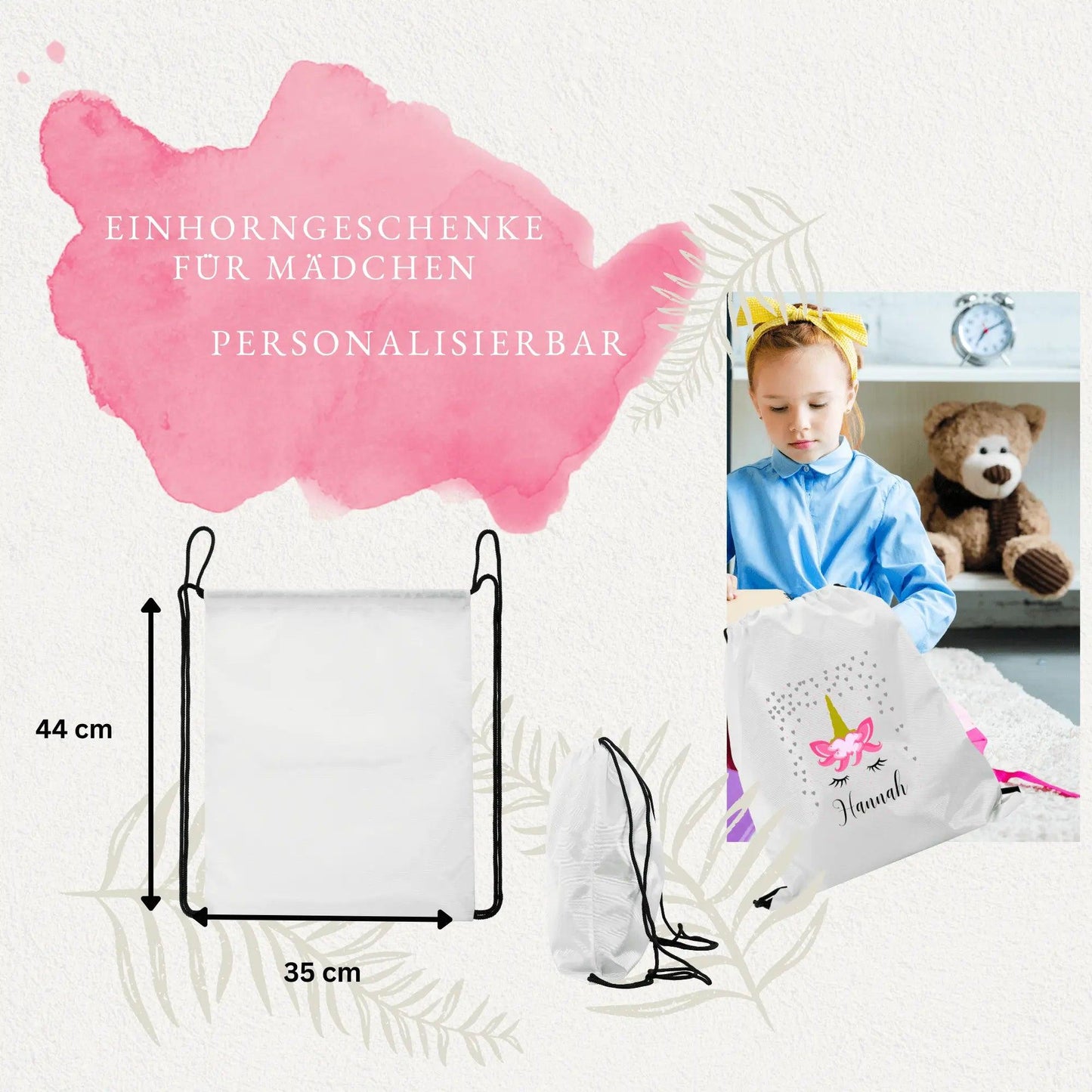 Geschenke für Mädchen, Einhorn Geschenke für Mädchen gesucht? Personalisiere dein Turnbeutel als coole Sachen für Teenager Mädchen, Gym Bag mit Einhorn als Mädchen Geschenke 6 - 12 Jahre
