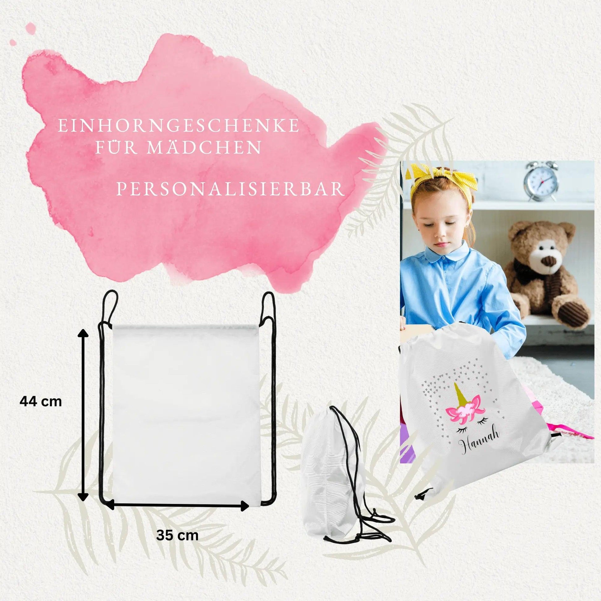 Geschenke für Mädchen, Einhorn Geschenke für Mädchen gesucht? Personalisiere dein Turnbeutel als coole Sachen für Teenager Mädchen, Gym Bag mit Einhorn als Mädchen Geschenke 6 - 12 Jahre