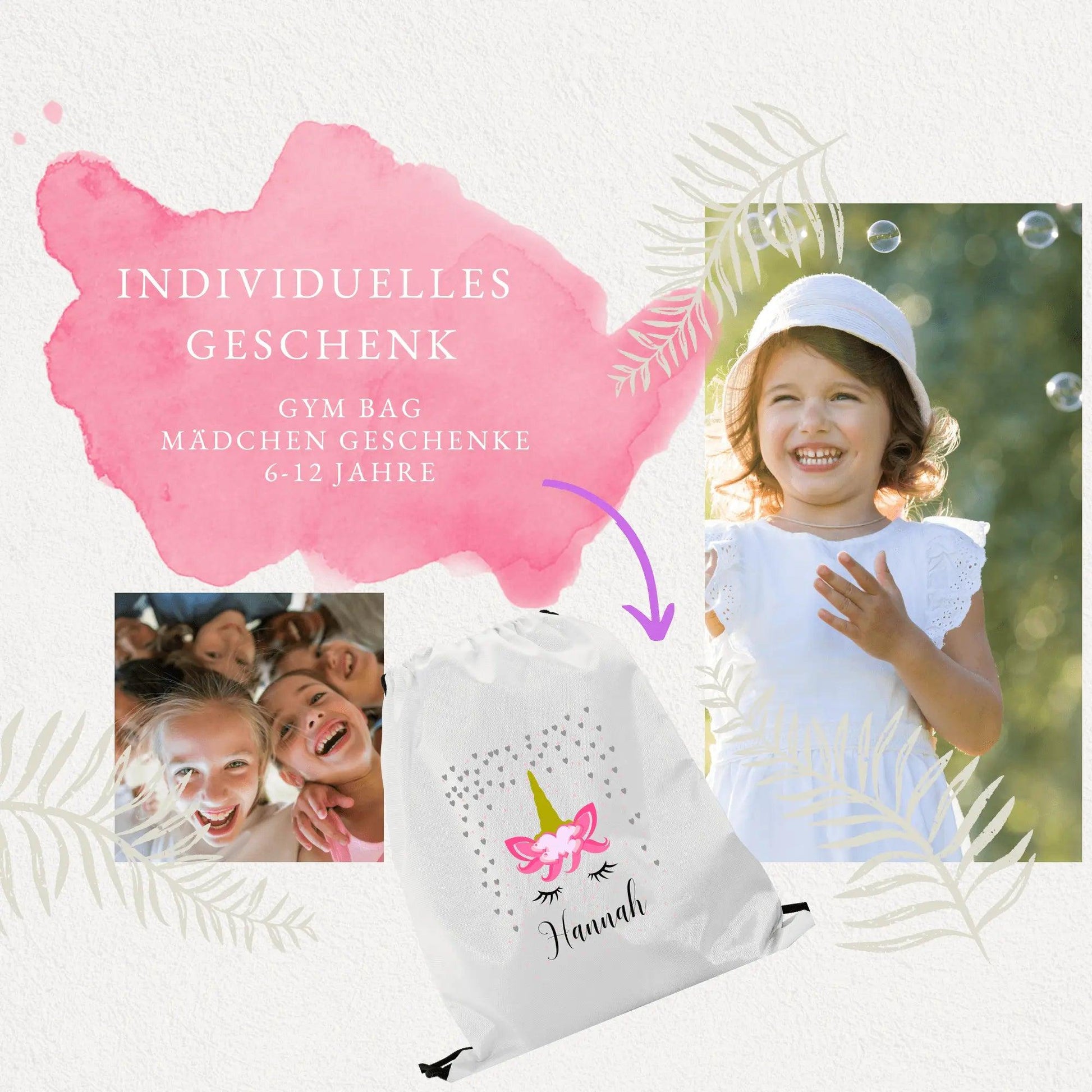 Geschenke für Mädchen, Einhorn Geschenke für Mädchen gesucht? Personalisiere dein Turnbeutel als coole Sachen für Teenager Mädchen, Gym Bag mit Einhorn als Mädchen Geschenke 6 - 12 Jahre