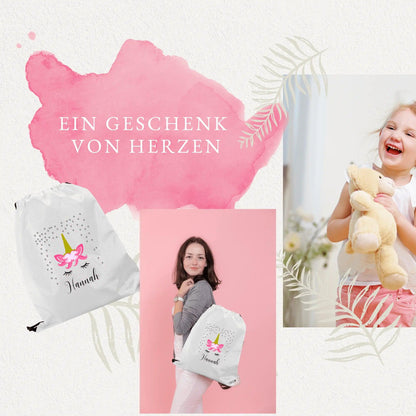Geschenke für Mädchen, Einhorn Geschenke für Mädchen gesucht? Personalisiere dein Turnbeutel als coole Sachen für Teenager Mädchen, Gym Bag mit Einhorn als Mädchen Geschenke 6 - 12 Jahre