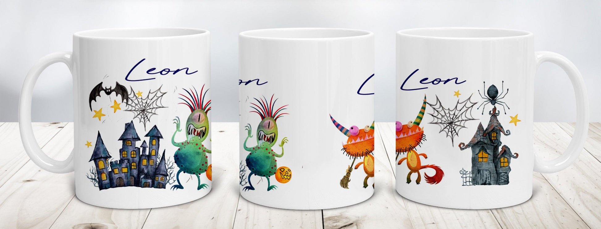 Halloween Tasse lustig mit Monster & Wunschnamen, Halloween Deko, Personalisiertes Geschenk Kinder