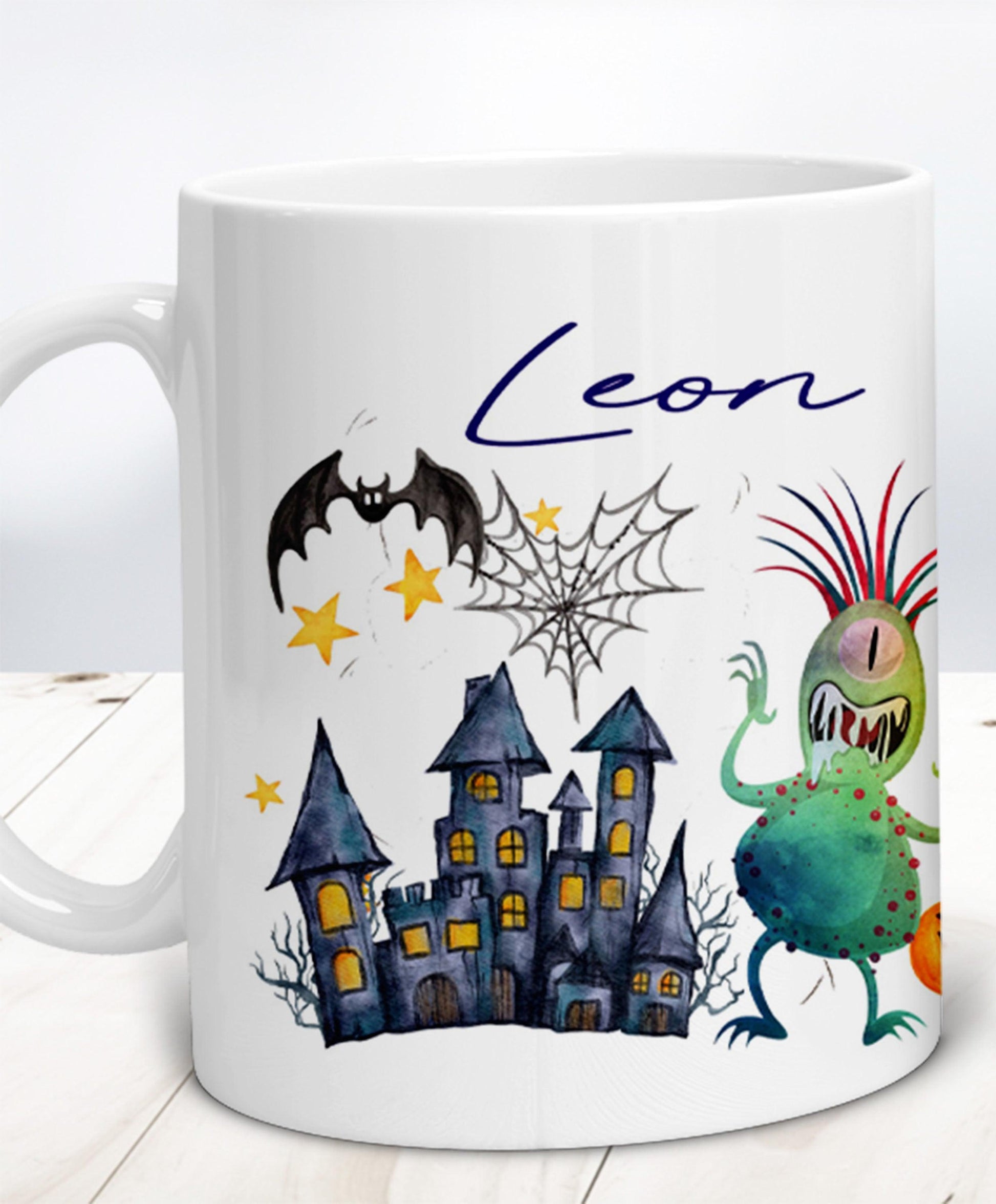 Halloween Tasse lustig mit Monster & Wunschnamen, Halloween Deko, Personalisiertes Geschenk Kinder