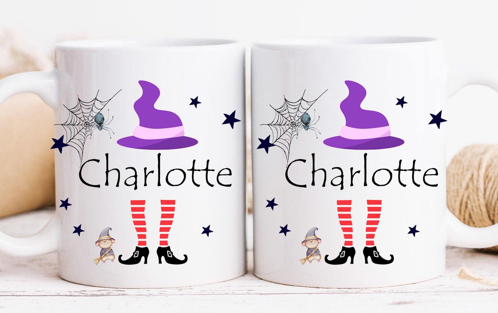 Halloween Tasse Personalisiert Kinder Witch, Halloween Deko, Personalisiertes Geschenk Kinder, Tasse mit Wunschnamen