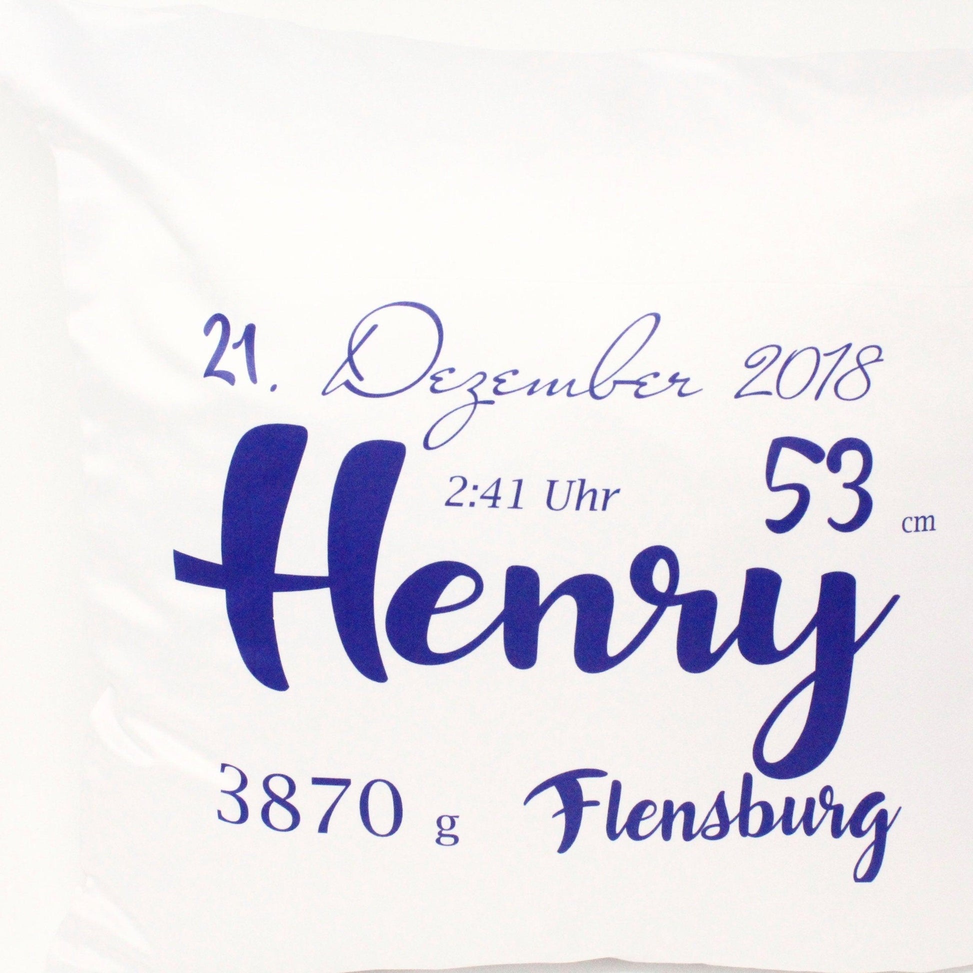 Namenskissen Junge blau / Kissen mit Namen als Geschenk zur Geburt Taufe Babyparty/ 40x40