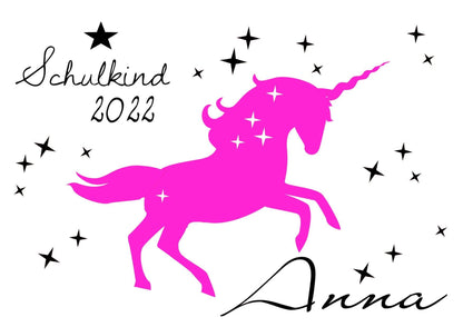 Schultüte Mädchen mit Namen personalisiert - Zuckertüte Einhorn fertig - Zuckertuete groß 70 cm - Geschenk zur Einschulung