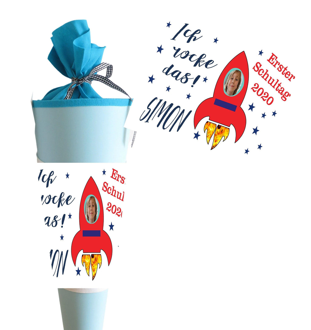 Schultüte Jungen Rakete personalisiert - Zuckertüte Junge - Zuckertuete groß 70 cm - Geschenk zur Einschulung - Einschulungsgeschenke - Zarto