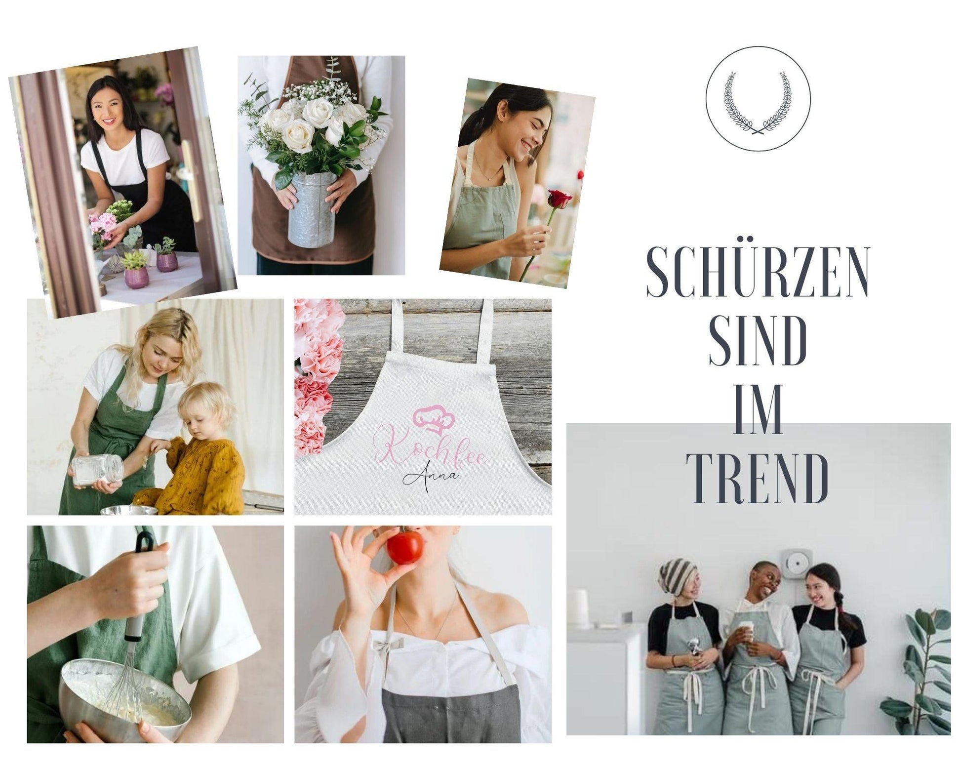 Schürze Kochschürze Küchenschürze Damen Frauen weiß NEU - Individuell personalisiert mit Namen - Optimaler Schutz  beim Kochen und Backen zarto