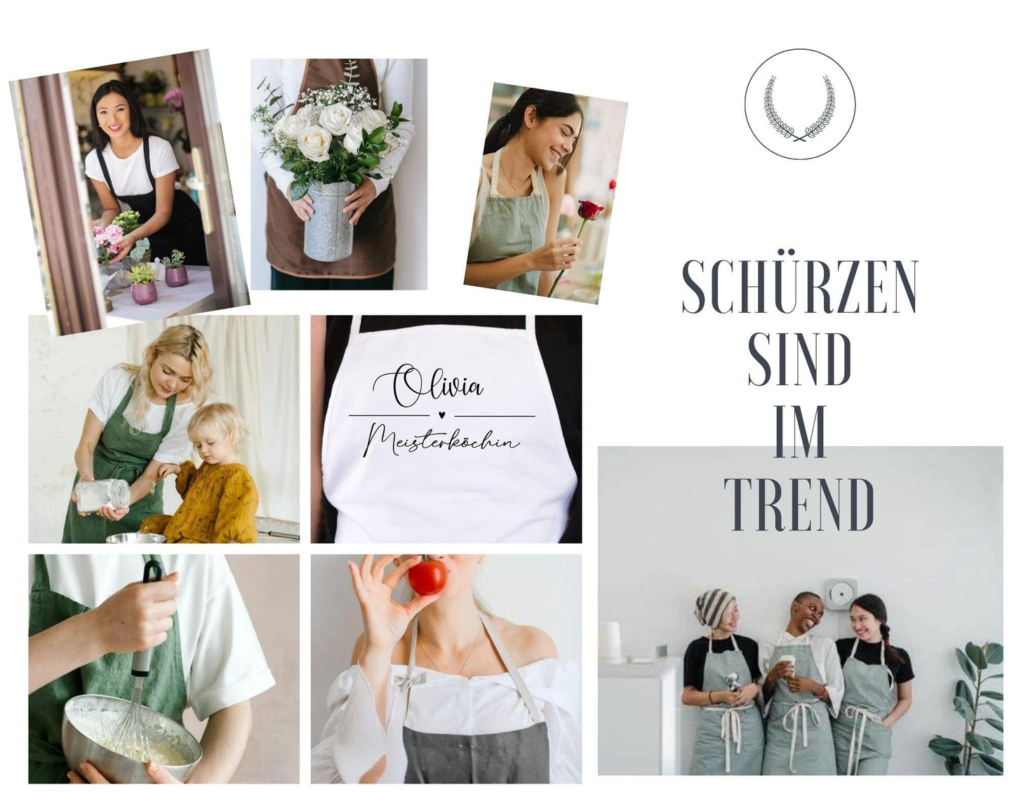 Schürze Kochschürze Küchenschürze Damen Frauen weiß NEU - Individuell personalisiert mit Namen - Optimaler Schutz  beim Kochen und Backen zarto