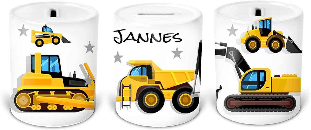 Spardose Jungen Bagger cool - personalisiert