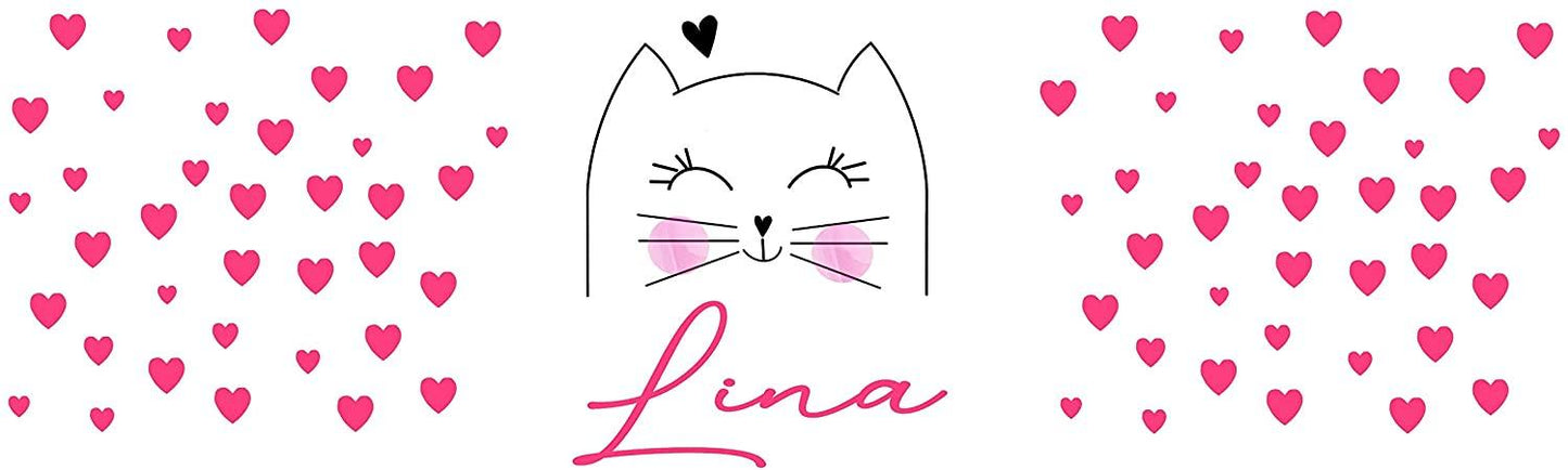 Spardose Kinder Mädchen mit Katze - personalisiert mit Name - Sparbüchse Sparschwein - Geschenk-Idee Geburtstag Teenager