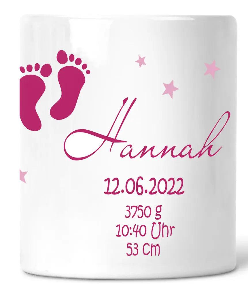 Spardose Kinder- Baby- für Mädchen zur Geburt mit Namen personalisiert - Keramik - Taufgeschenk Geschenk-Idee Geburt Taufe - zarto.de