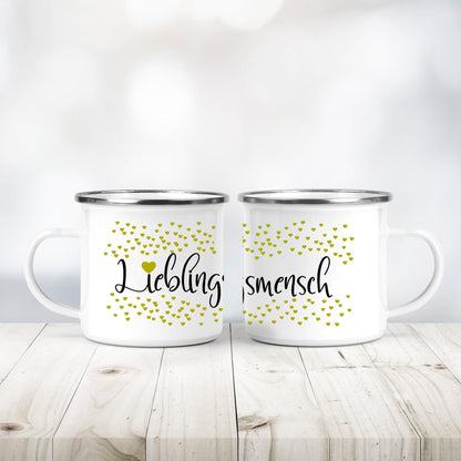 EMAILLE TASSE Geschenk Lieblingsmensch - Emaille Becher